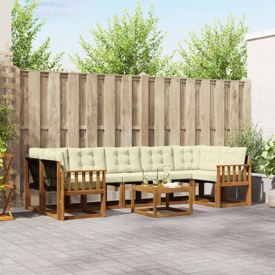 Outdoor-Sofagarnitur 8-teilig braun 59x59x37 cm Gartenmöbel mit Kissen