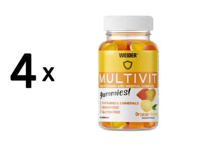 4 x Weider Multivit Gummies (80) Orange and Lemon