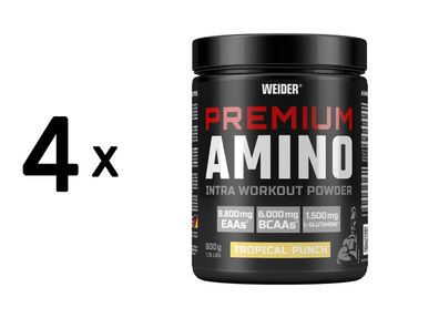 4 x Weider Premium Amino Powder (800g) Tropical Punch