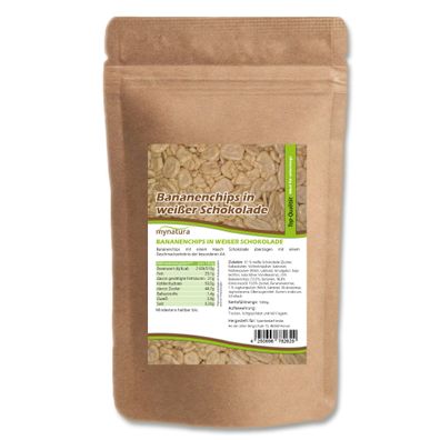 Mynatura Bananenchips in weißer Schokolade – in verschiedenen Größen
