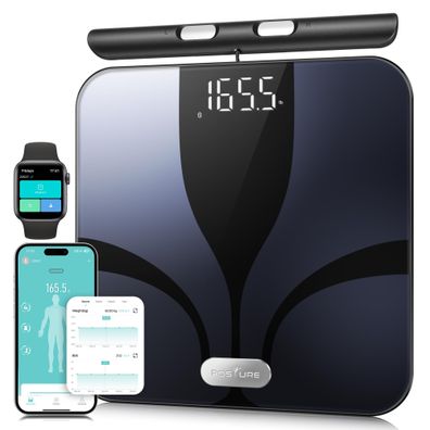 Posture Körperfettwaage digital 8 Elektroden BMI 28 Messwerte Bluetooth LED