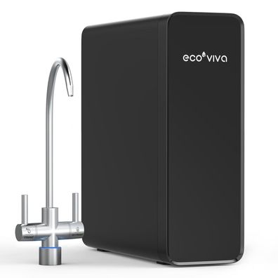 Ecoviva Umkehrosmoseanlage 600 GPD 8-Stufen Trinkwasserfilter schwarz