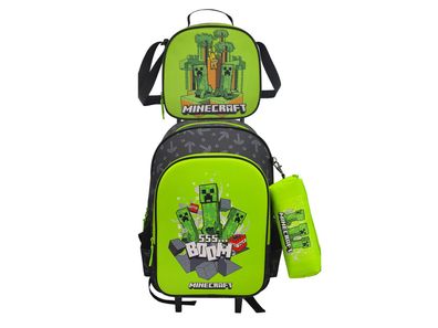 Minecraft Schulset 3 tlg Trolley Rucksack Etui Lunchbag Schule 43 cm