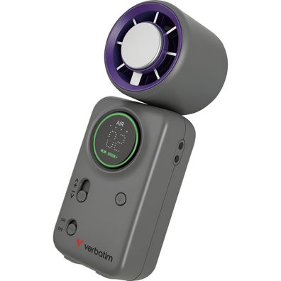 Verbatim Mini Handventilator Kühlplatte USB-C Akku Lila Grau