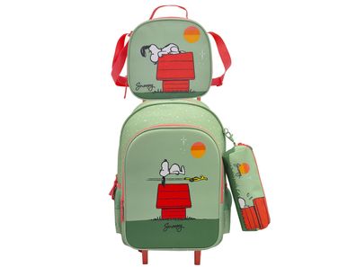 Snoopy Schulset 3 tlg Trolley Rucksack Etui Lunchbag Schule 43 cm