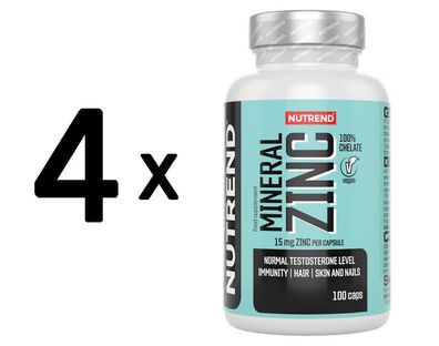 4 x Nutrend Mineral Zinc 100% Chelate - 100 vcaps