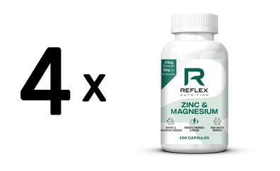 4 x Reflex Nutrition Zinc & Magnesium - 100 caps