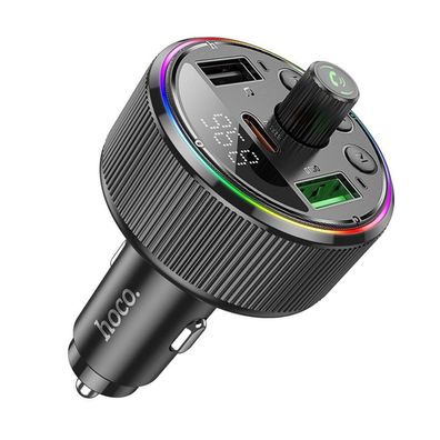 Hoco E82 Bluetooth FM-Transmitter mit 2×USB-A & USB-C PD 30W, QC 3.0 – Schwarz