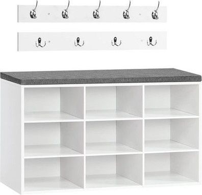HOOBRO Garderobe Schuhregal Set, Schuhbank mit 9 F Cher, Schuhregal EWT89HX01