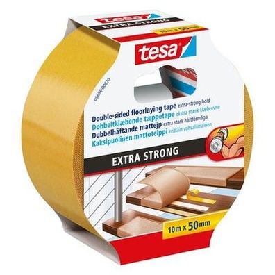 Tesa Verlegeband extra stark klebend - Doppelseitiges Klebeband - 10 m x 50 mm