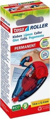 tesa Roller Kleben Permanent ecoLogo - Nachfüllbarer Kleberoller 14 m x 8,4 mm