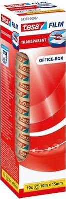 tesa tesafilm transparent, Klebeband mit starker Haftung, 10 m x 15 mm 10er Pack