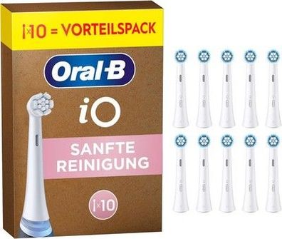 Oral-B iO Aufsteckbürsten Sanfte Reinigung, Weiß, 10 Stück - Zahnbürstenaufsatz