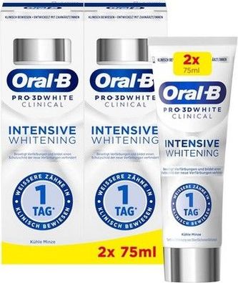 Oral-B Pro 3D White Clinical Intensive Whitening Zahnpasta 2 x 75ml, Kühle Minze