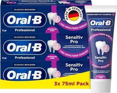 Oral-B Professional Sensitiv Pro Beruhigendes Gefühl Zahnpasta - 3x 75 ml, Minze