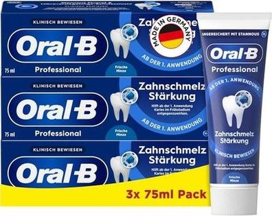 Oral-B Professional Zahnschmelz Stärkung Zahnpasta - 3 x 75 ml, Frische Minze