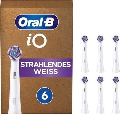 Oral-B iO Strahlendes Weiß Aufsteckbürsten für elektrische Zahnbürste, 6 Stück