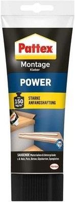 Pattex Montagekleber Power, Baukleber mit Anfangshaftung, Kraftkleber, 250 g