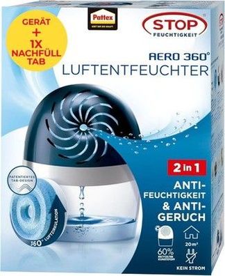 Pattex AERO 360º Luftentfeuchter ultra-absorbierend 1 Gerät + 1 Nachfülltab 450g