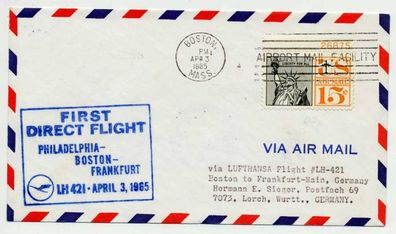 Flugpost ALLE WELT Nr Lufthansa LH421 USA BRIEF X743086