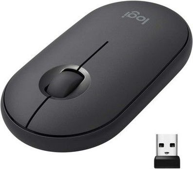 Logitech M350 Pebble Kabellose Maus, Bluetooth und 2.4 GHz Verbindung - Graphit