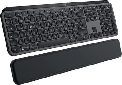 Logitech MX Keys S Plus kabellose Tastatur + Palm Rest Low Profile, Farbe: Grau