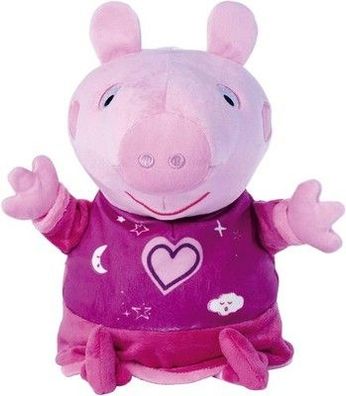 Simba 109261016 - Peppa Pig Gute Nacht Plüsch, 2-in-1 mit Schlaflied & Licht