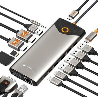 NOVOO USB C Docking Station 15-in-1 Triple Display USB C Hub Dual 4K@60Hz HDMI