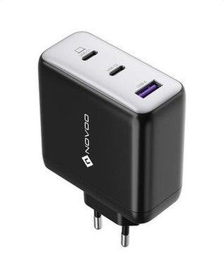 120W USB C Ladegerät NOVOO GaN 3 Charger Schnellladegerät 3-Port USB C Netzteil
