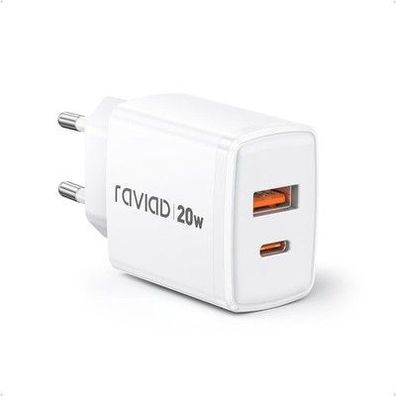 RAVIAD 20W USB C Ladegerät [USB-C + USB-A] Schnellladegerät Handy Netzteil Typ C