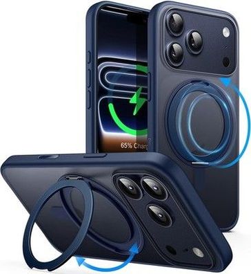 JETech 360 Grad Drehbare Ring Hülle für iPhone 17 Pro Max 6,9 Zoll, Tiefblau