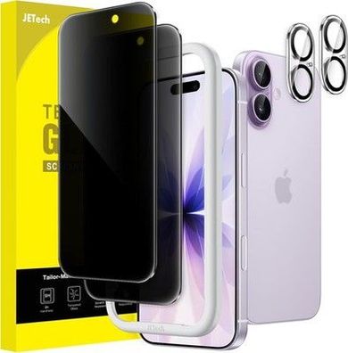 JETech Sichtschutz für iPhone 17 6,3 Zoll mit Kameraschutz, Anti-Spy Gehärtet