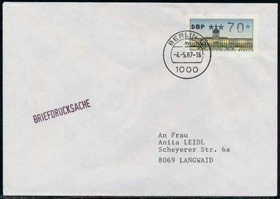 BERLIN ATM 1-070 Briefdrucksache EF FDC X7E46AA