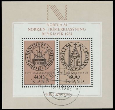 ISLAND Block 4 zentrisch gestempelt S018976