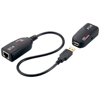 LogiLink USB 2.0 Extender-Set, PoE geeignet, schwarz Anschluss: USB-A Stecker - RJ45