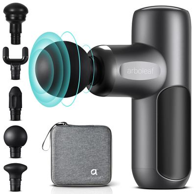 arboleaf Mini Massagepistole 5 Geschwindigkeiten 4 Aufsätze leise Akku USB-C