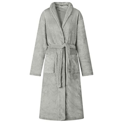 vidaXL Bademantel ohne Kapuze Grau XL Flanell