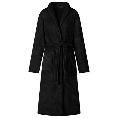 vidaXL Bademantel ohne Kapuze Schwarz XXXL Flanell