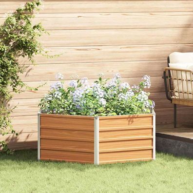 vidaXL Hochbeet im Garten Holzoptik 129 x 129 x 45 cm Verzinkter Stahl