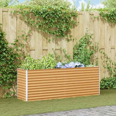vidaXL Hochbeet Hellbraun 195 x 50 x 68 cm Verzinkter Stahl