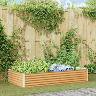 vidaXL Hochbeet Hellbraun 195 x 100 x 36 cm Verzinkter Stahl