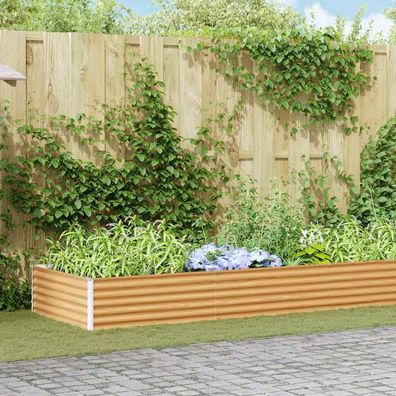 vidaXL Hochbeet Hellbraun 582 x 100 x 36 cm Verzinkter Stahl