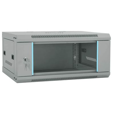 vidaXL Netzwerkschrank mit Speicher Grau 60 x 45 x 28 cm Stahl