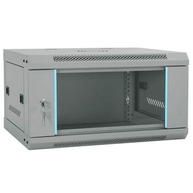 vidaXL Netzwerkschrank mit Speicher Grau 60 x 45 x 35 cm Stahl