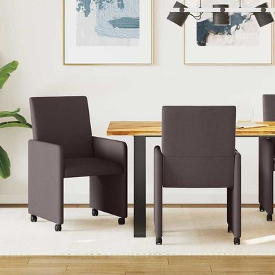 vidaXL Esszimmerstühle mit Rollen 2 pcs Dunkelbraun 57 x 66 x 94 cm