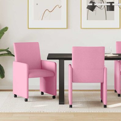 vidaXL Esszimmerstühle mit Rollen 2 pcs Rosa 57 x 66 x 94 cm Stoff