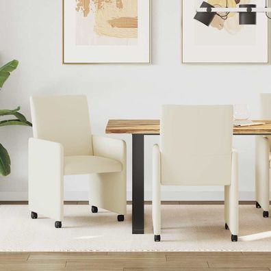 vidaXL Esszimmerstühle mit Rollen 2 pcs Creme 57 x 66 x 94 cm