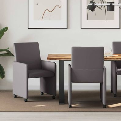 vidaXL Esszimmerstühle mit Rollen 2 pcs Grau 57 x 66 x 94 cm