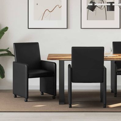 vidaXL Esszimmerstühle mit Rollen 2 pcs Schwarz 57 x 66 x 94 cm