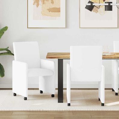 vidaXL Esszimmerstühle mit Rollen 2 pcs Weiß 57 x 66 x 94 cm